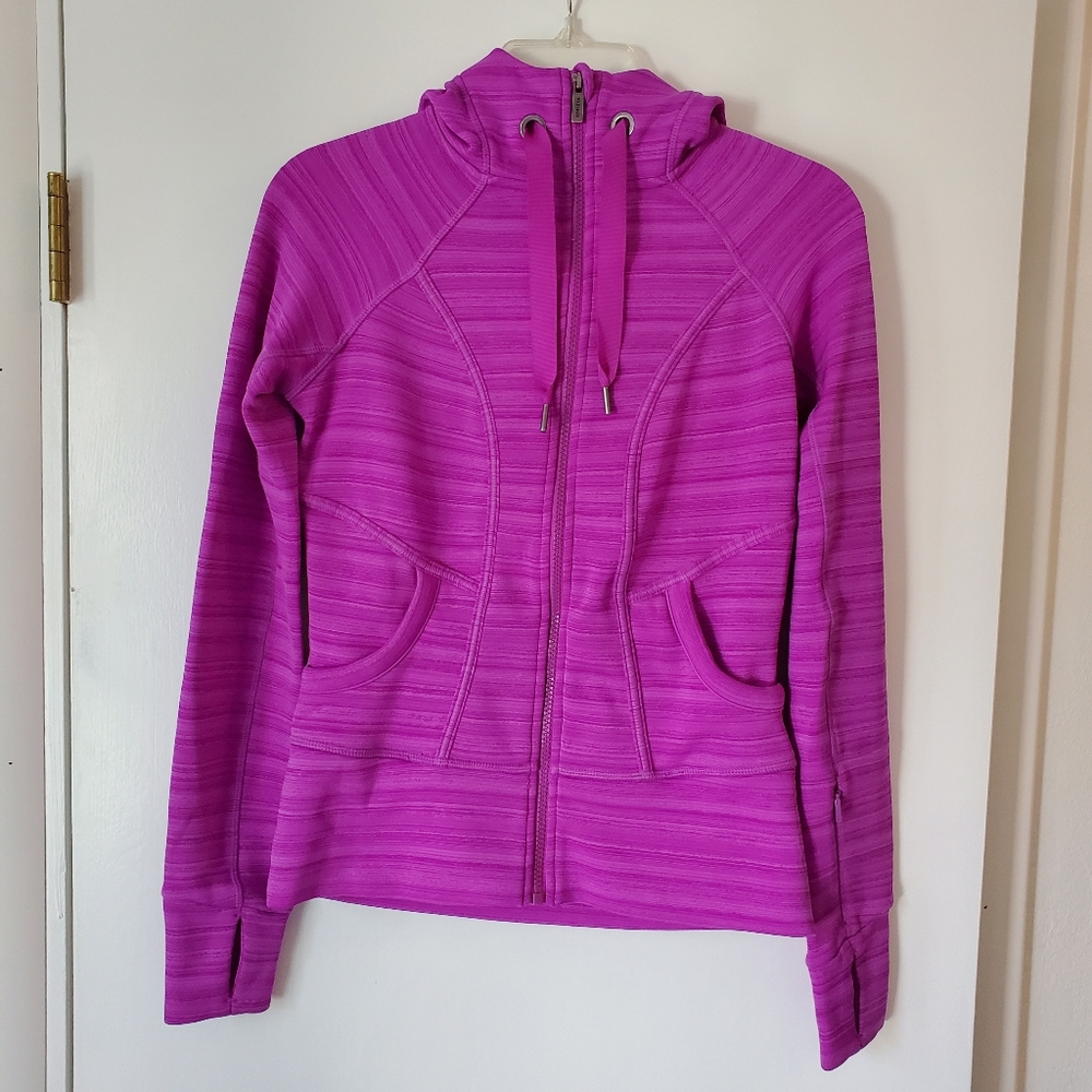 Athleta Women's Striped Strength Zip Up Hoodie size XXS in Jazzy Purple